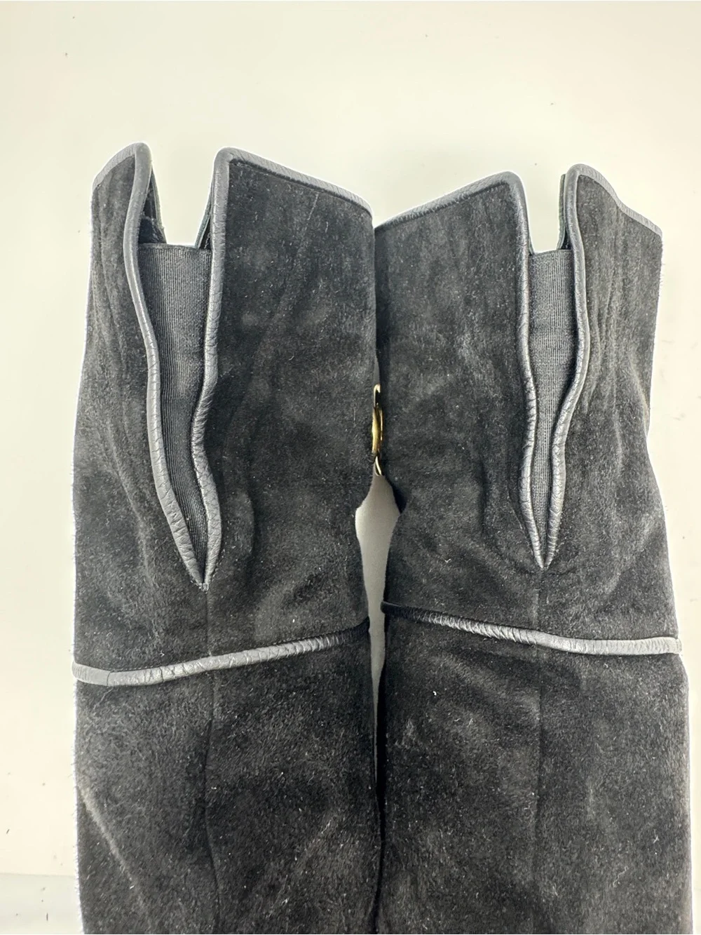 Gucci Black Suede Over-the-Knee Boots with Gold Logo Accent size 38